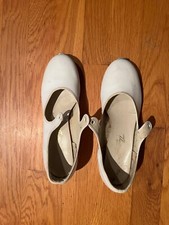Theatricals Girls TAP Shoes Sz 5.5 M WHITE Genuine Leather VGC 