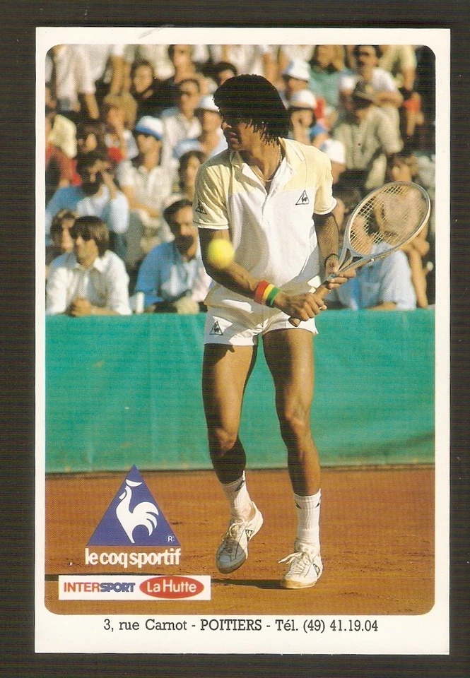 Yannick NOAH carte postale TENNIS au verso pub convocation tournoi RARE - Photo 1/1