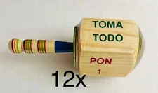 12x Pirinola Toma Todo 1 Wood Big Size Mexican Traditional Toy 7 Inches