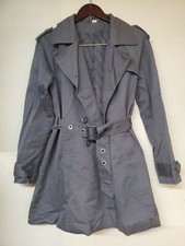Divided H M Womens 10 Gray Utility Military Jacket Waist Belt Button Down