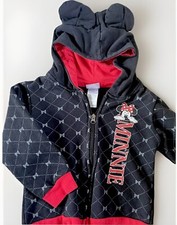 Girls' 5T Disney Minnie Mouse Hoodie Minnie Ears Black Red Authentic