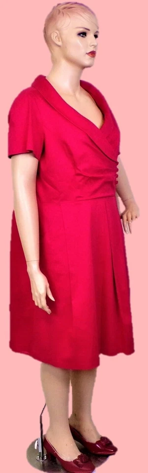 Vestido JULIAN TAYLOR 22W rojo manga corta calce/acampanado algodón/spandex lavado a máquina Foto 2 de 4