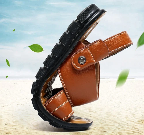 Neu Strand Sommer Herren Sandalen Leder Wandern Outdoor bequem Trekking - Bild 8 von 18
