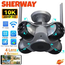 10K 20MP Home Security Outdoor WiFi Camera 4 Lens 4 Screen PTZ CCTV Wireless Cam