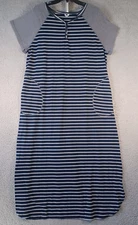 Ekouaer Womens Multicolor Striped Sleep Dress Size XLButton Neck Short Sleeve