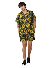 Men's Hawaiian Short Sleeves Shirt and Shorts Set Sunflower Print Beach Shirts