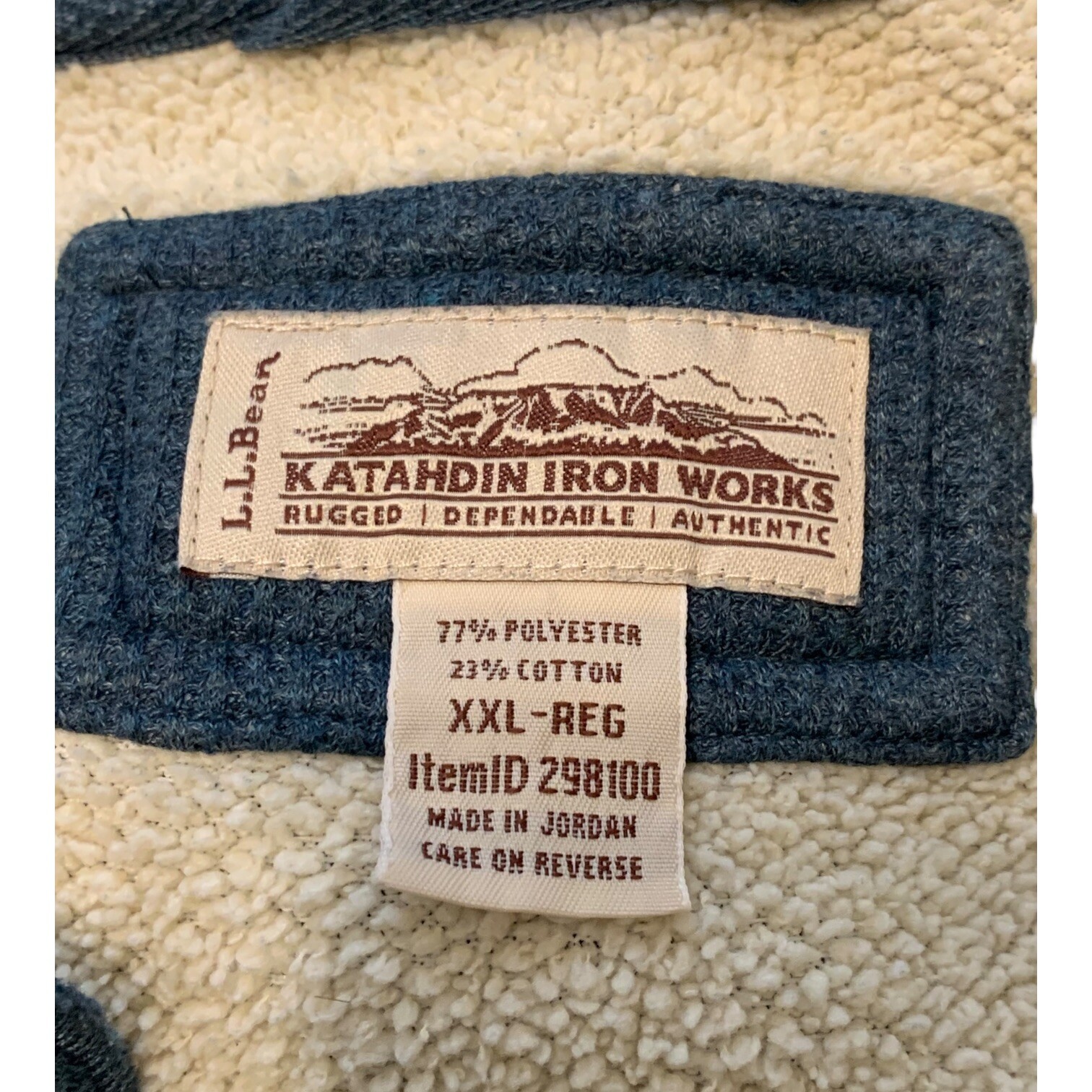 L.L. Bean Katahdin Iron Works Bonded Waffle Fleece He… Gem