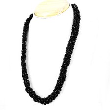 270.00 Cts Earth Mined Black Spinel Round Shape Faceted Beads Necklace NK 35E34