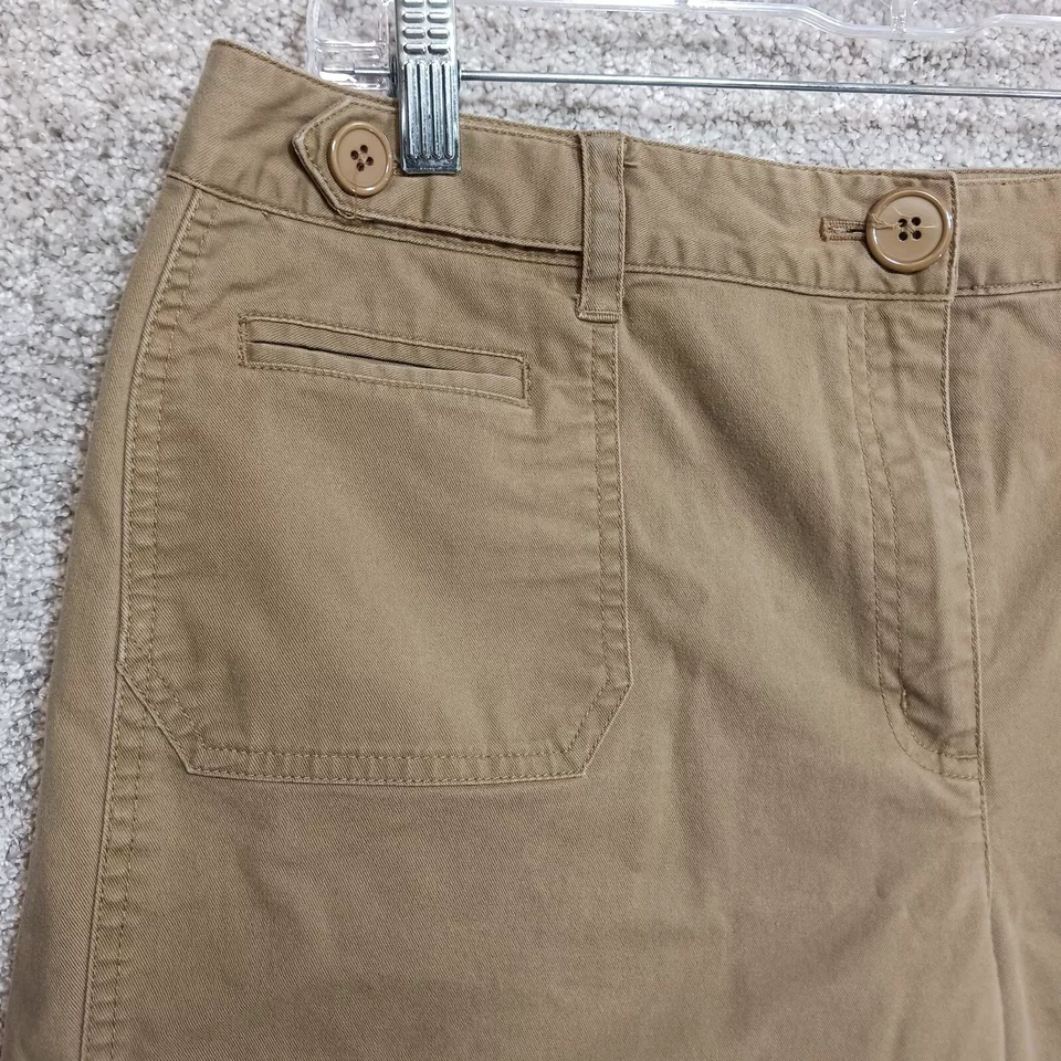 Talbots Shorts Womens 16 Brown Petite Stretch Straight Leg Flat Front Canvas - Image 2 of 4
