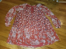 Free People Dress Lucky Loosey Boho Peasant Beach Floral Blood Orange Lined