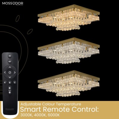 Goldener Kronleuchter K9 Kristall LED Deckenleuchten Lampe Edelstahl Modern