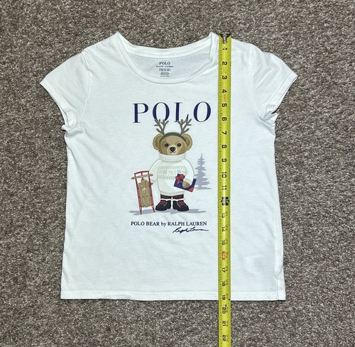 Polo Ralph Lauren Kids Shirt Polo Bear X-Mas Reindeer Sleigh S/S Crew Size M - Picture 17 of 22