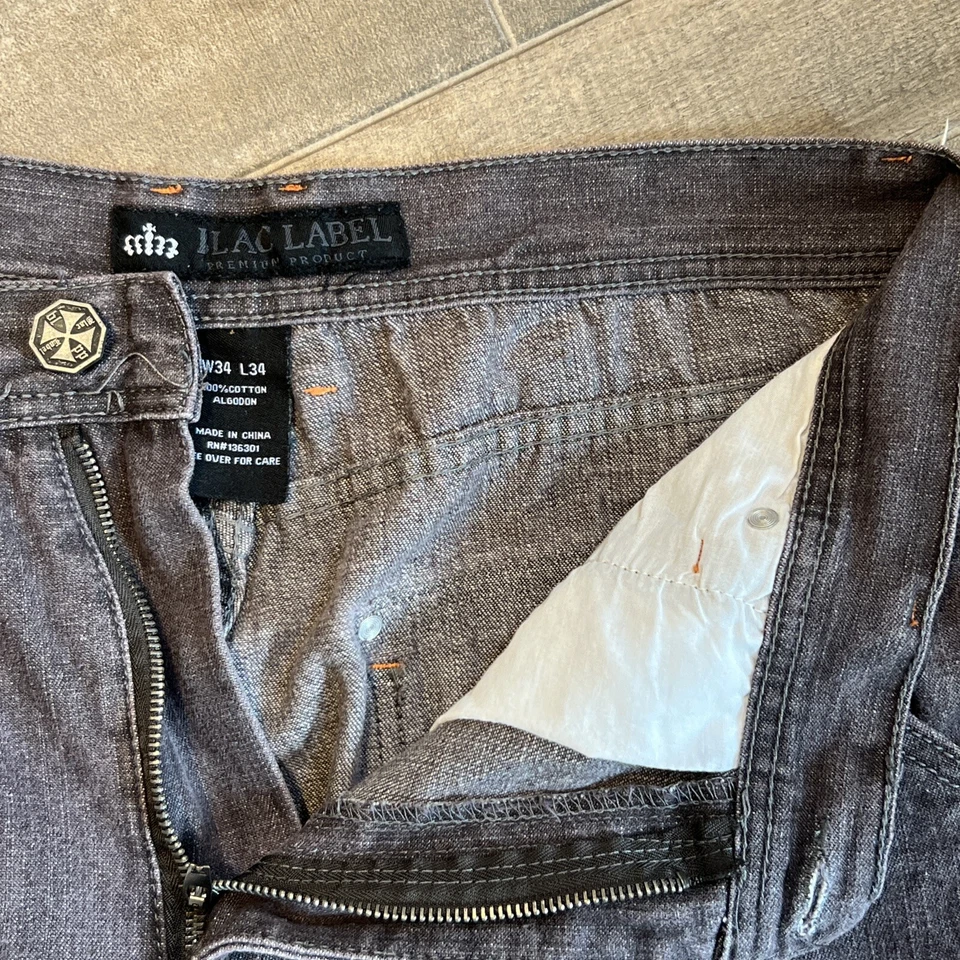 Jeans de mezclilla morados vintage 34x34 (32x32) etiqueta negra cargo bolsillo botón solapa Foto 4 de 4