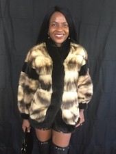 Designer Reversible Sable Black Color Mink & Fitch Fur Coat Jacket Stroller S 6