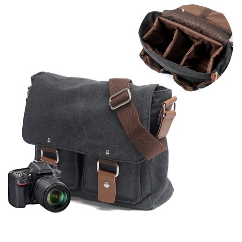 Vintage Canvas DSLR SLR Camera Bag Travel Shoulder Messenger Bag