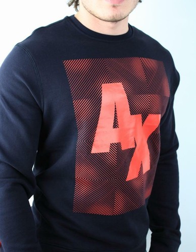 Armani Exchange A|X Mens Fleece Logo Sweatshirt Crew Graphic NWT - Picture 2 of 2