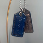 *TWO* Coach Hang Tag Charms| Keychain Silver Metallic & Black Patent Leather FOB — photo 1