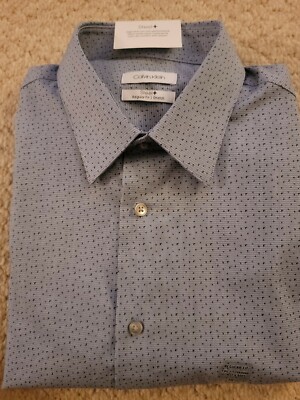 calvin klein steel plus dress shirt Calvin Klein Men's Dress Shirt Regular Fit Non Iron Herringbone