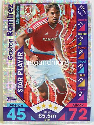 Match Attax 2016/17 Premier League - #210 Gaston Ramirez - Star Player