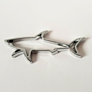 Plata Metal Cromo 3d Gran Tiburon Blanco Bebe Emblema Insignia Etiqueta Auto Moto Quad Ebay
