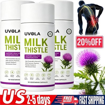Uvola Milk Thistle Supplement, 80% Silymarin Liver Support Formula, 90 Capsules