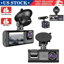 Dash Cam Car HD 1080P Front/Rear/Inside Dual Lens Video Recorder Camera G-Sensor