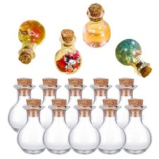 10PCS Mini Glass Bottles Cork Clear Vials Small Wishing Jars Crafts With Stopper