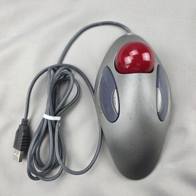 Logitech Marble Mouse USB Trackball Gray Red Wired T-BC21 Optical Scroll PC