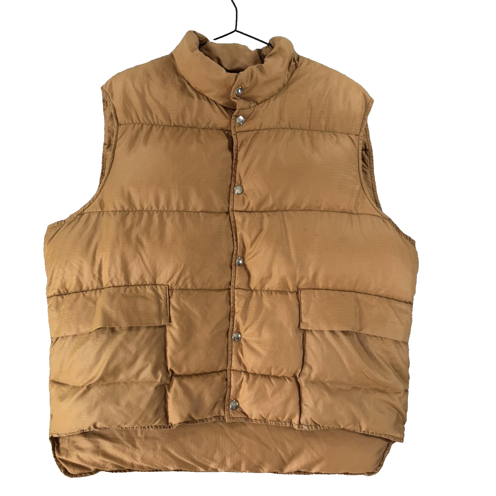 Vintage Woolrich Vest Mens Large Brown Goose Down Puffer Outdoor Ski Hiking