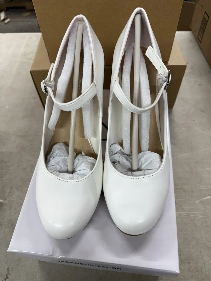 Zapatos de tacón J. Adams Skippy Mary Jane negros 9 correa para el tobillo tacones gruesos brillantes Foto 3 de 4