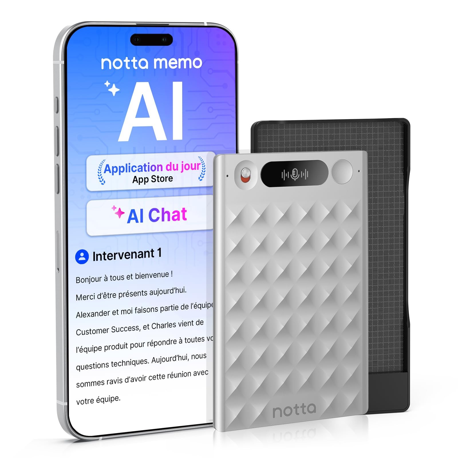 Enregistreur Vocal AI Memo avec Transcription Automatique et Technologie MagBridge Magnétique