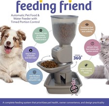 2-in-1 Automatic Feeder Cat  Med/Large Dog Food Dispenser Water  Food Waterer