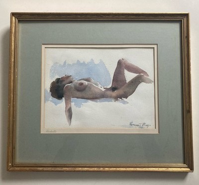 Vintage Aquarell von Bernard Bays weiblicher Akt Studie ''Michelle'' signiert gerahmt