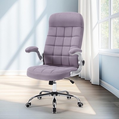 High Back Velvet Office Chair Purple, Comfy Home Executive Desk Chairs with