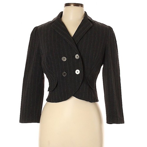 Walter Unique Eclectic Retro Chic Gray Pinstripe Cropped Blazer Size 10