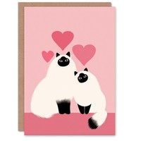 Himalayan Cats Animals In Love Modern Illustration Valentine's Day Card