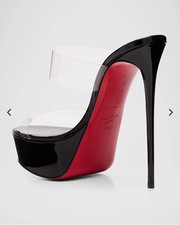 Christian Louboutin Just Nothing Alta Clear Red Sole Platform Slide Sandals