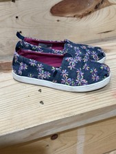 TOMS Youth Alpargata Slip On Shoes multicolored embroidered Flowers Girls Size 1