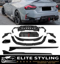 F�R BMW 2ER G42 M SPORT GLANZ SCHWARZ AERO BODY KIT SPLITTER DIFFUSOR SPITZEN 22+