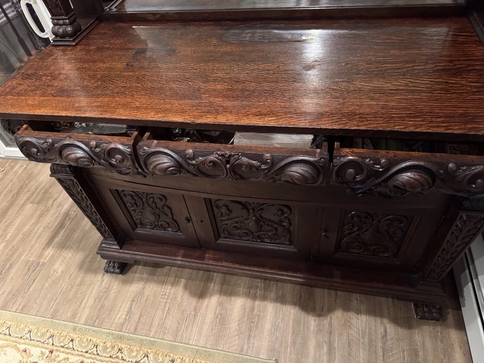 Espectacular aparador buffet antiguo de roble de época victoriana Foto 2 de 4