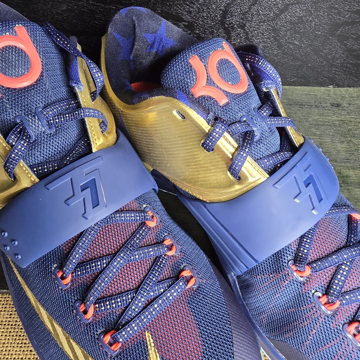 NIKE ZOOM KD 7 VII PREMIUM GOLD MEDAL NAVY BLUE GOLD SZ 14 [706858