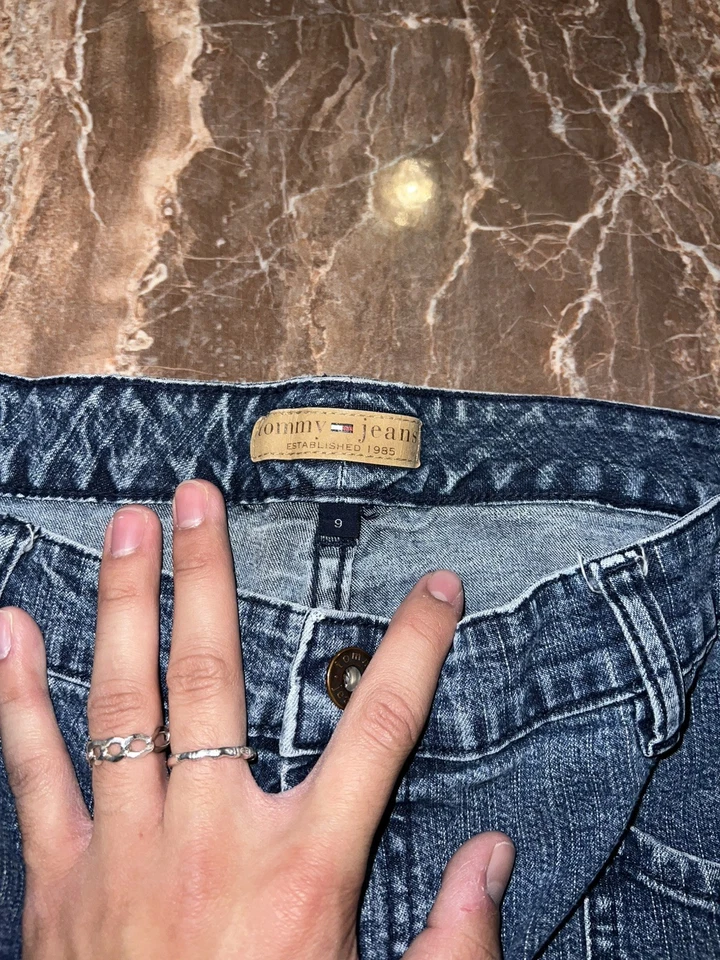 Pantalones de mezclilla Tommy Hilfiger vintage cargo holgados bootcut para mujer 9 Y2K se adapta a 31x32 Foto 3 de 4