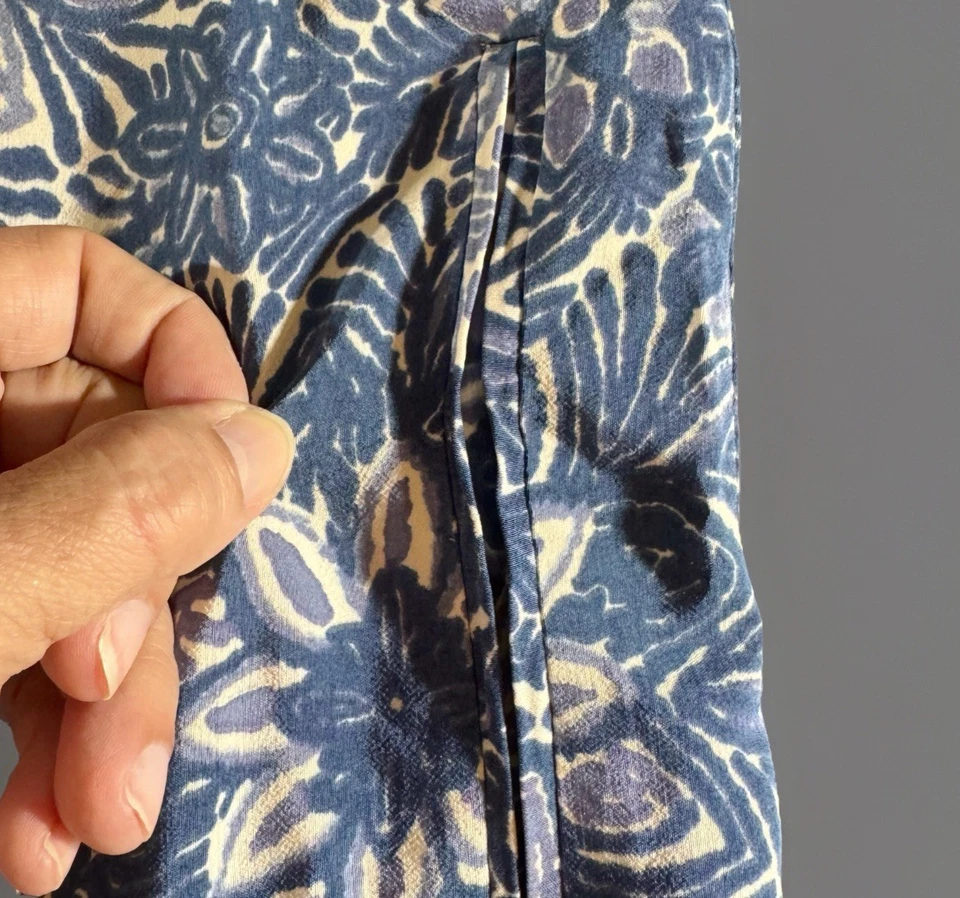 Pantalones SIGRID OLSEN para mujer X-Pequeños azules florales pierna ancha pantalones Foto 3 de 4