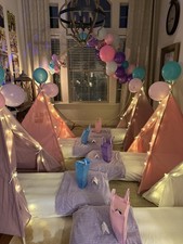 6 Pack Sleepover Teepee Tent With Mattress/Fitted Sheet/Lights