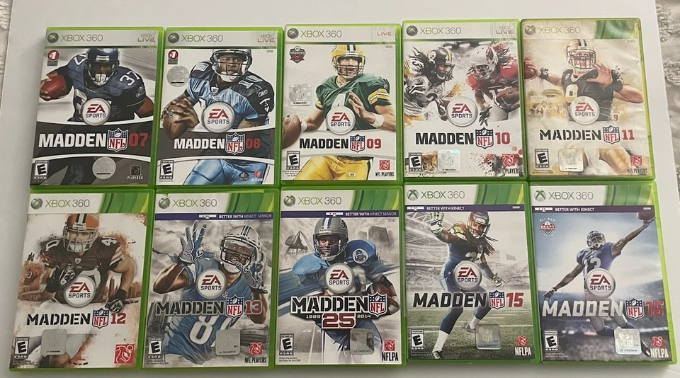 Xbox 360 Lote De 10 EA Sports Madden NFL Juegos De Fútbol Microsoft 07 - 16 Foto 2 de 4