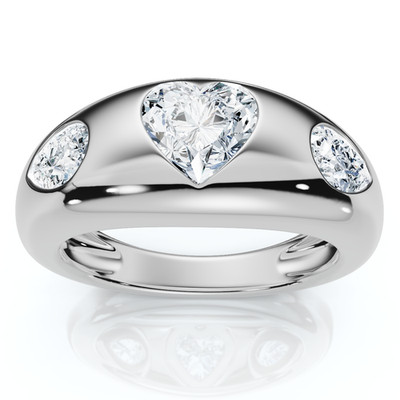 1 3/10 kt Sloan Herzform bündig gefasst Diamant Kuppelband 14 kt Gold Lab Grown EF/VS