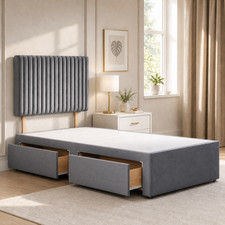 Single Divan Bed with Plush Memory Foam Mattress & Headboard 3ft Single & 2ft