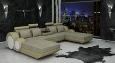 Textilsofa Stoffsofa Berlin U-Form Couch Ecksofa Designer Sofa Garnitur 2 Liegen