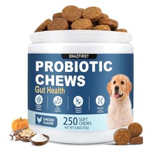 Probiotics for Dogs - 250 Dog Probiotics Chews - Digestive Enzymes. Exp-08/2028