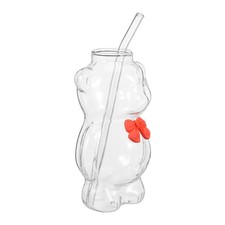330ml Bear Glass Cup With Straw Honey Bear Straw Cup For Birthday Gift Women